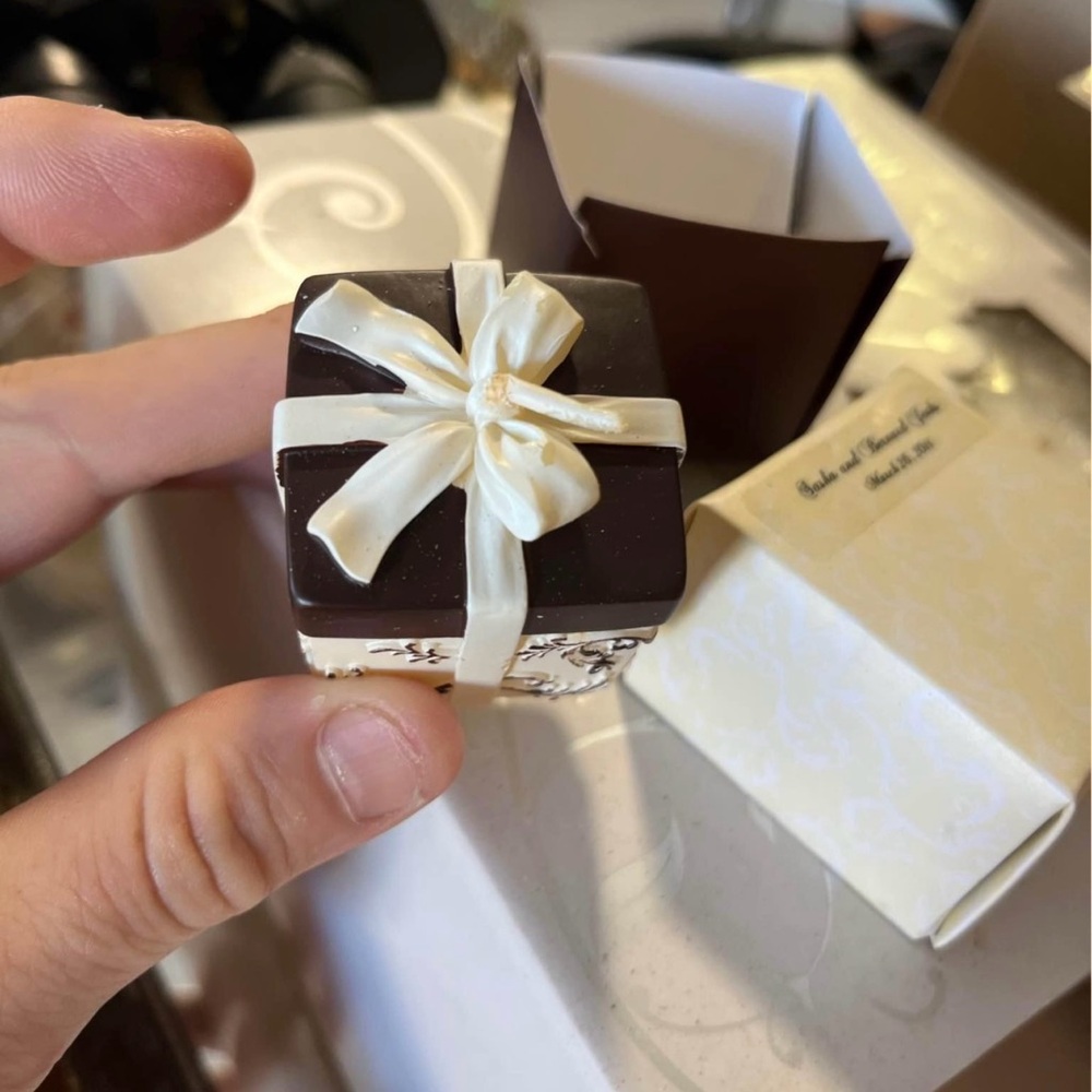 Chocolate Gift Box with Cream Ribbon